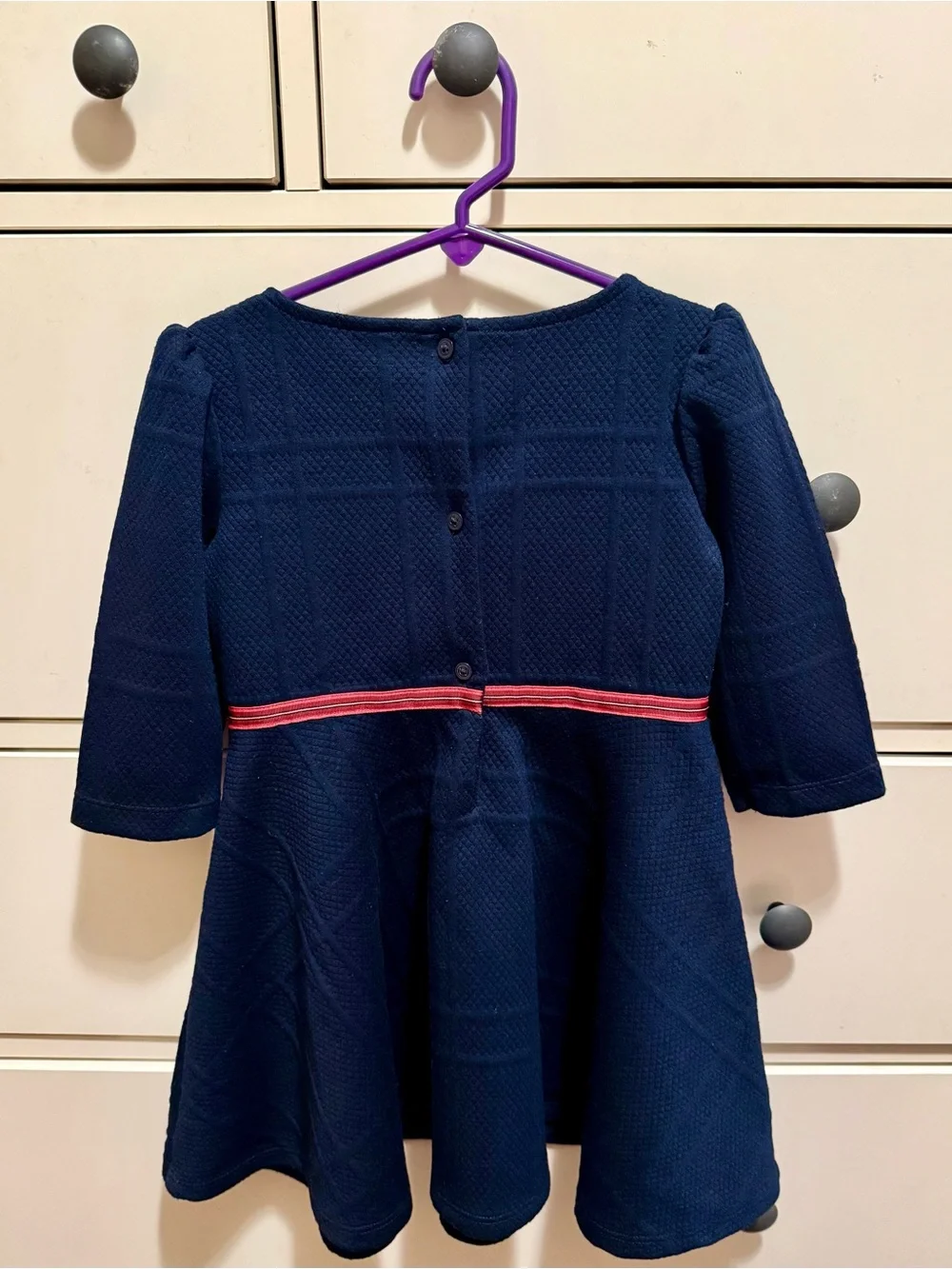 Janie and Jack Navy Dress with Red Belt Detail